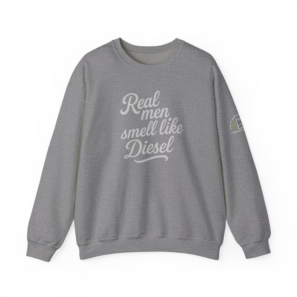 Real men smell like diesel farm wife sweatshirt with QR code on sleeve