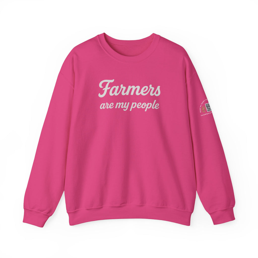 Farmers are my people farm wife sweatshirt with QR code on sleeve