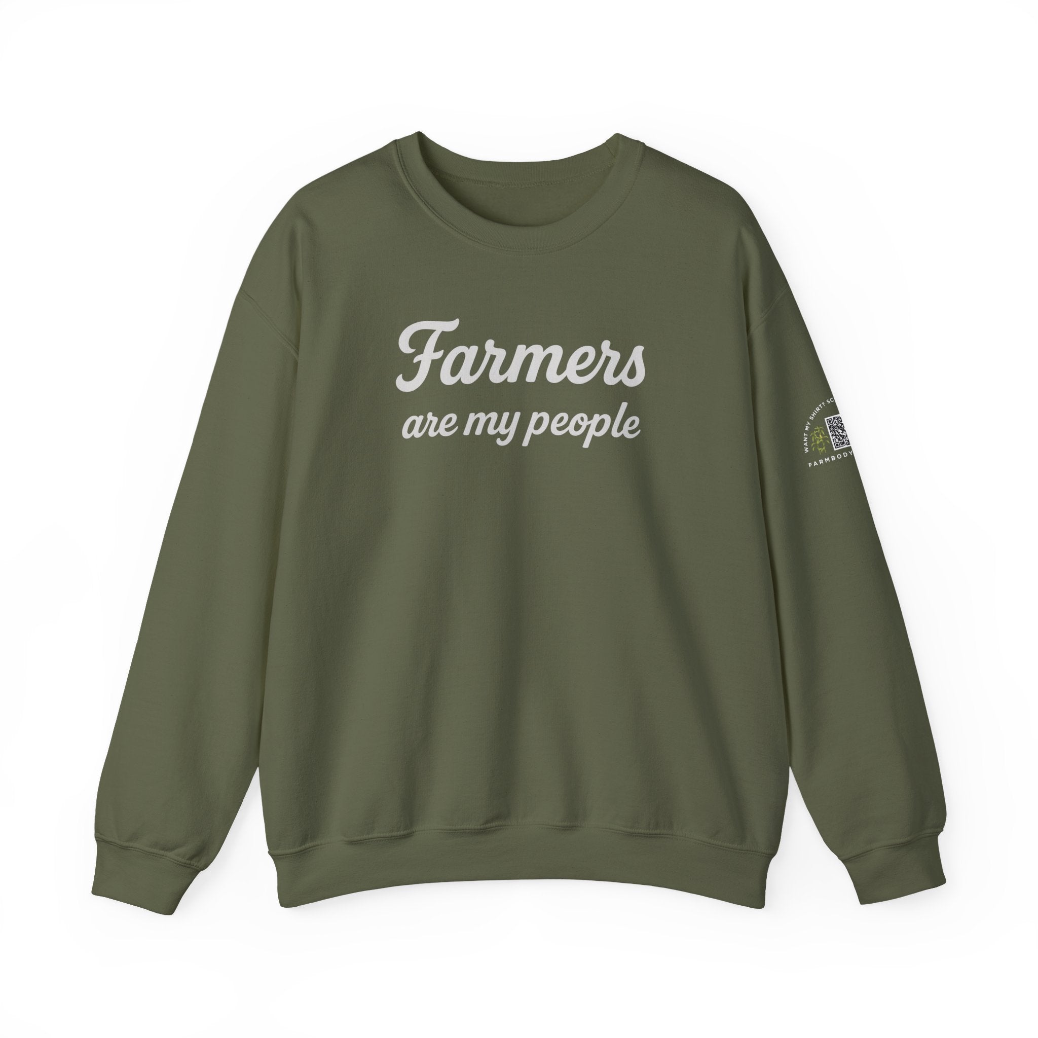 Farmers are my people farm wife sweatshirt with QR code on sleeve