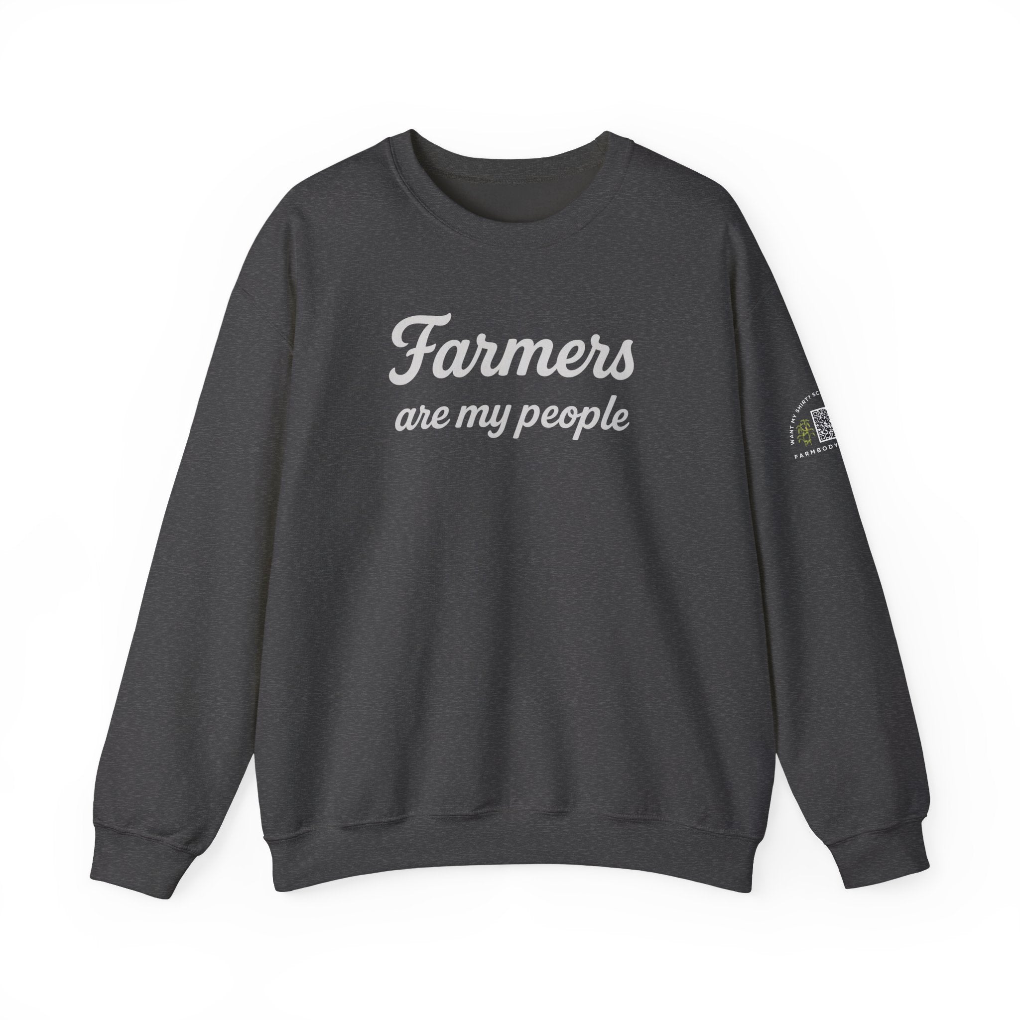 Farmers are my people farm wife sweatshirt with QR code on sleeve
