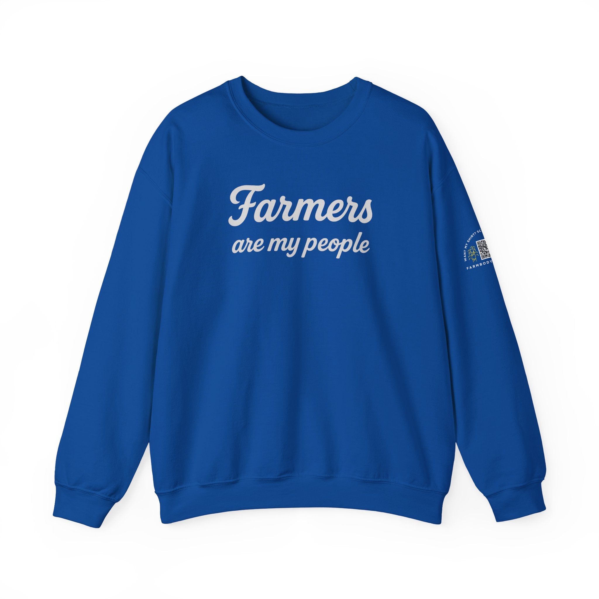 Farmers are my people farm wife sweatshirt with QR code on sleeve