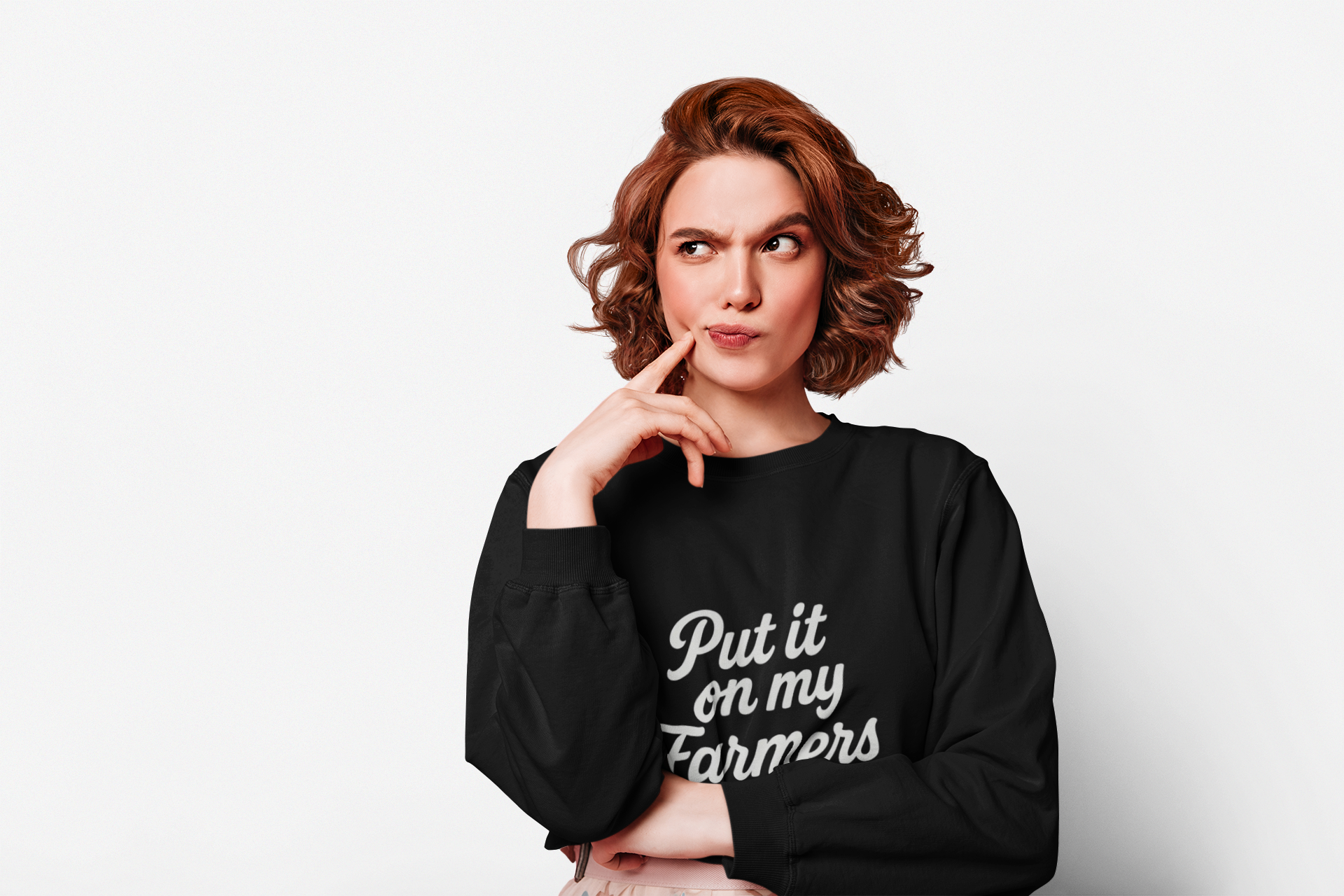 Put it on my farmers tab farm wife sweatshirt with QR code on sleeve