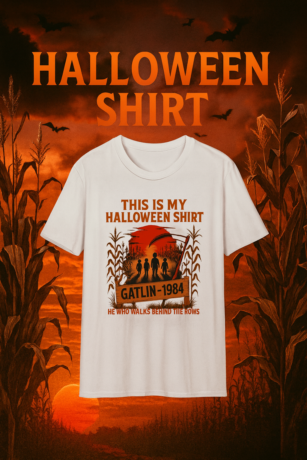 Halloween corn shirt Unisex Softstyle  farmer T-Shirt children of the corn
