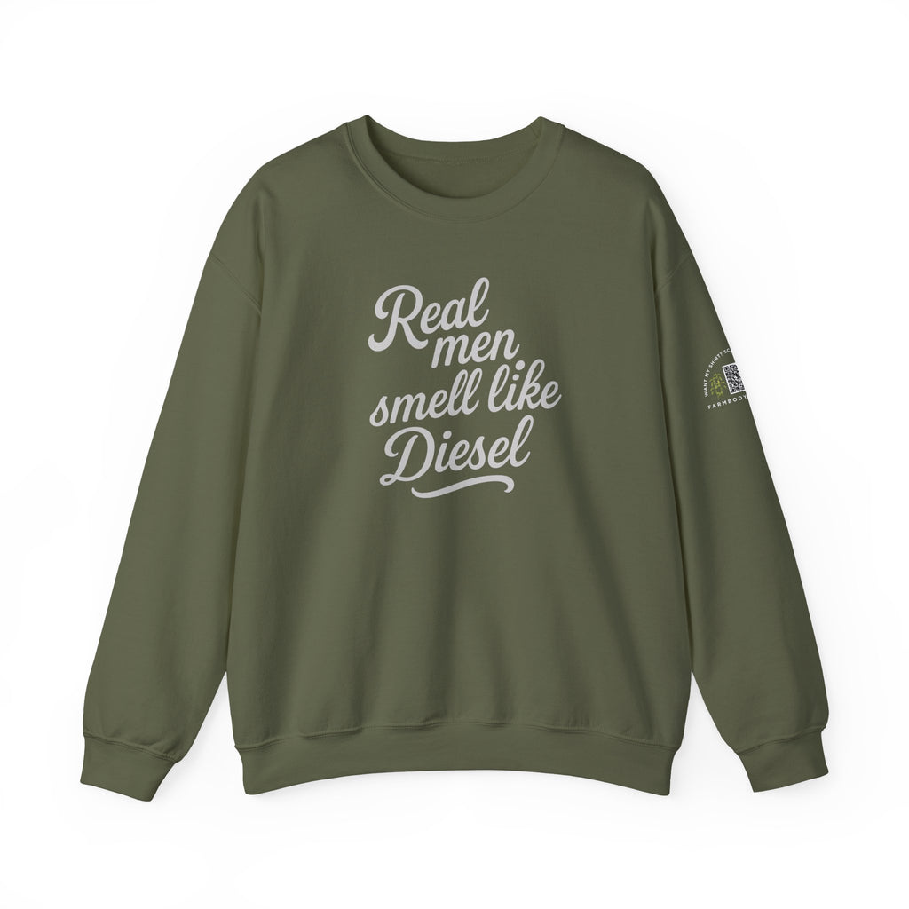 Real men smell like diesel farm wife sweatshirt with QR code on sleeve
