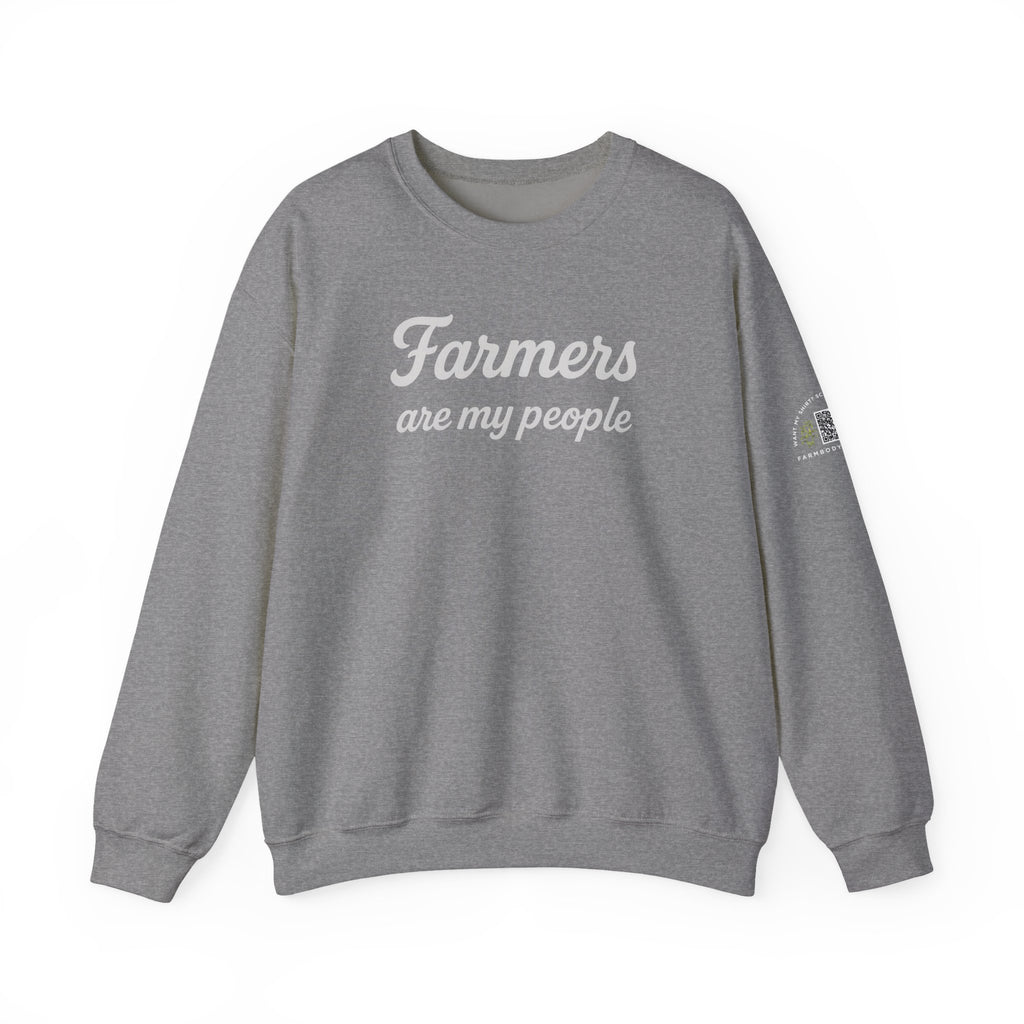 Farmers are my people farm wife sweatshirt with QR code on sleeve