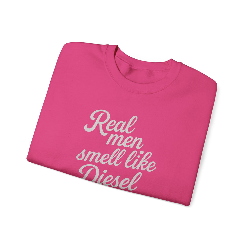 Real men smell like diesel farm wife sweatshirt with QR code on sleeve