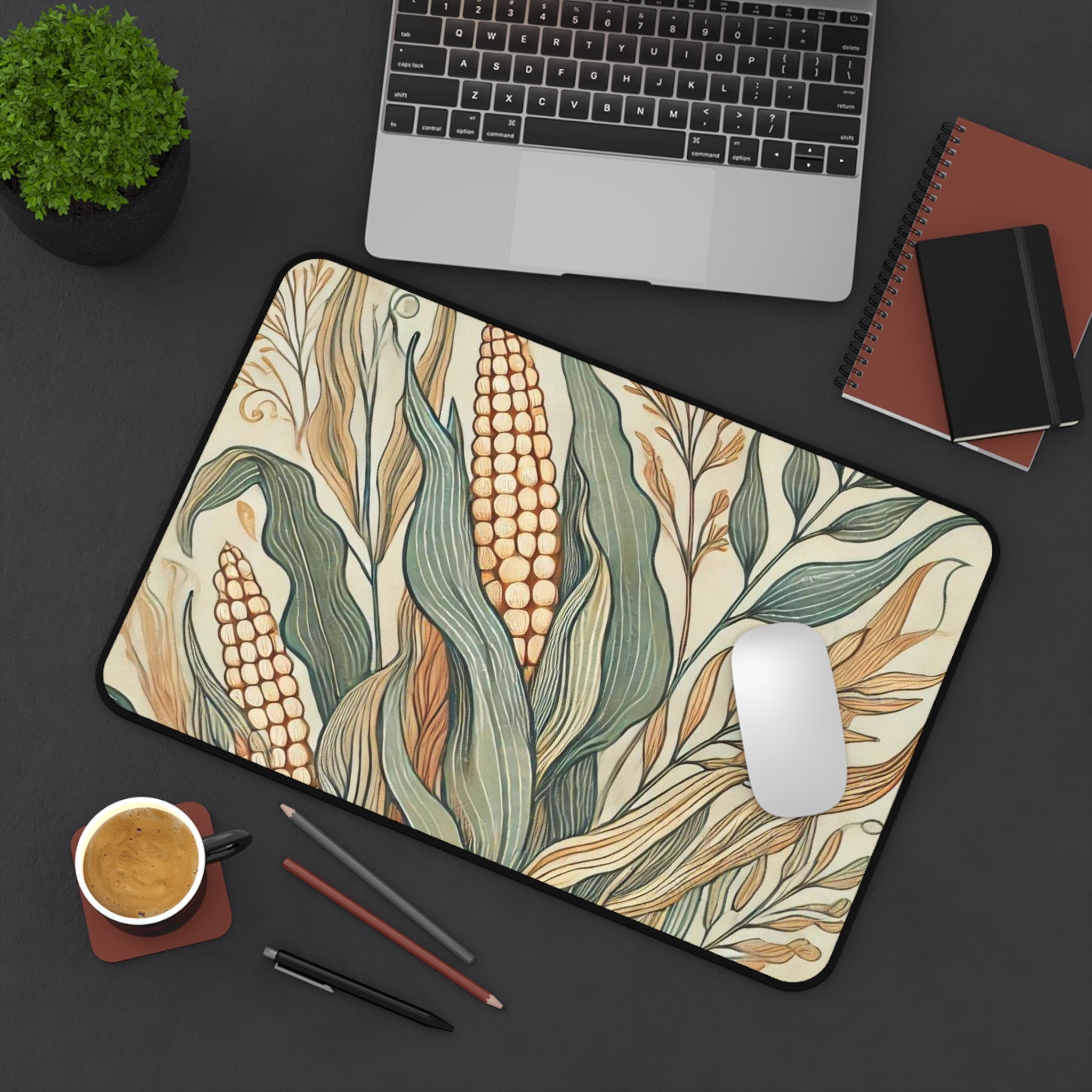 Boho Corn Farming Desk Mat, Christmas Decor Gift for Farmer, Computer Work Mat, Holiday Office Desk Accessory, Rustic Farmhouse Desk Decor