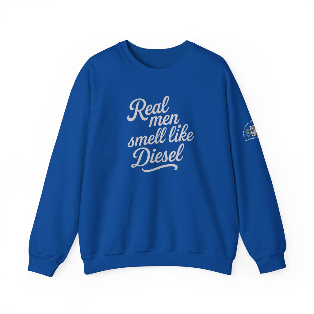 Real men smell like diesel farm wife sweatshirt with QR code on sleeve