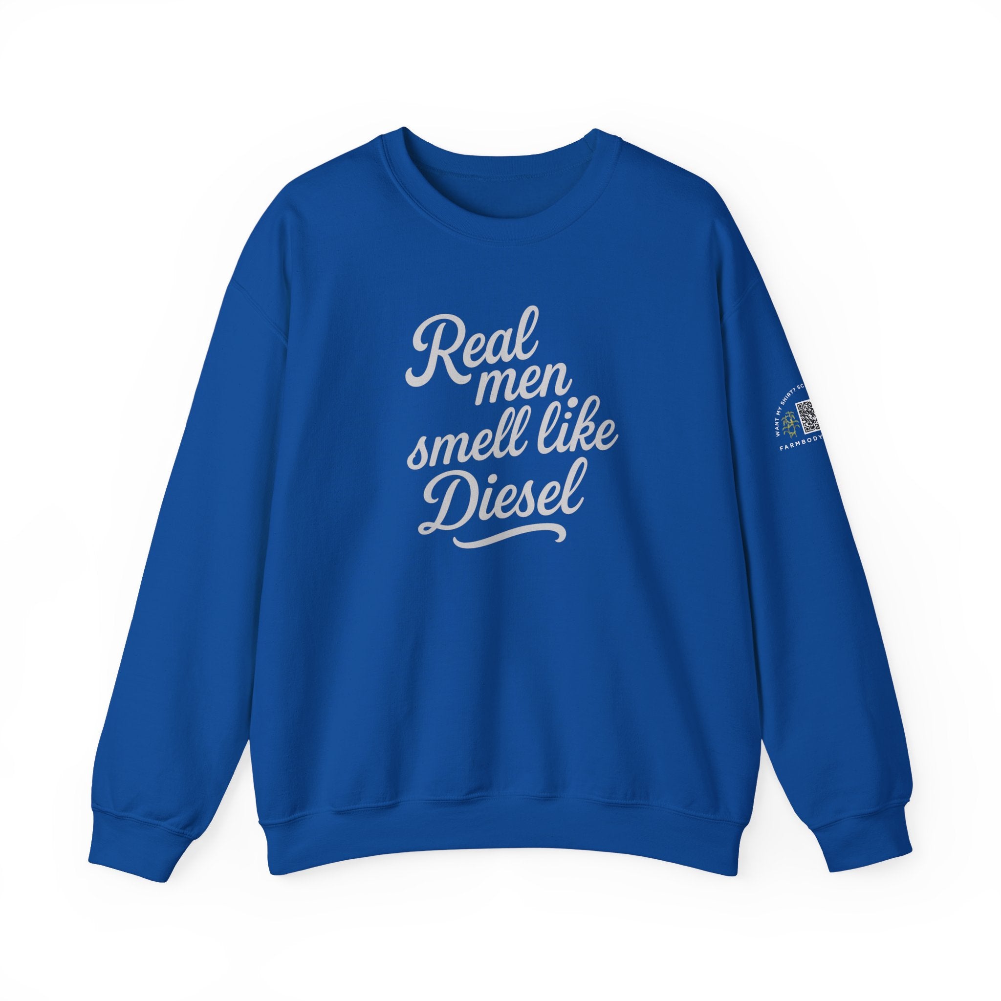 Real men smell like diesel farm wife sweatshirt with QR code on sleeve