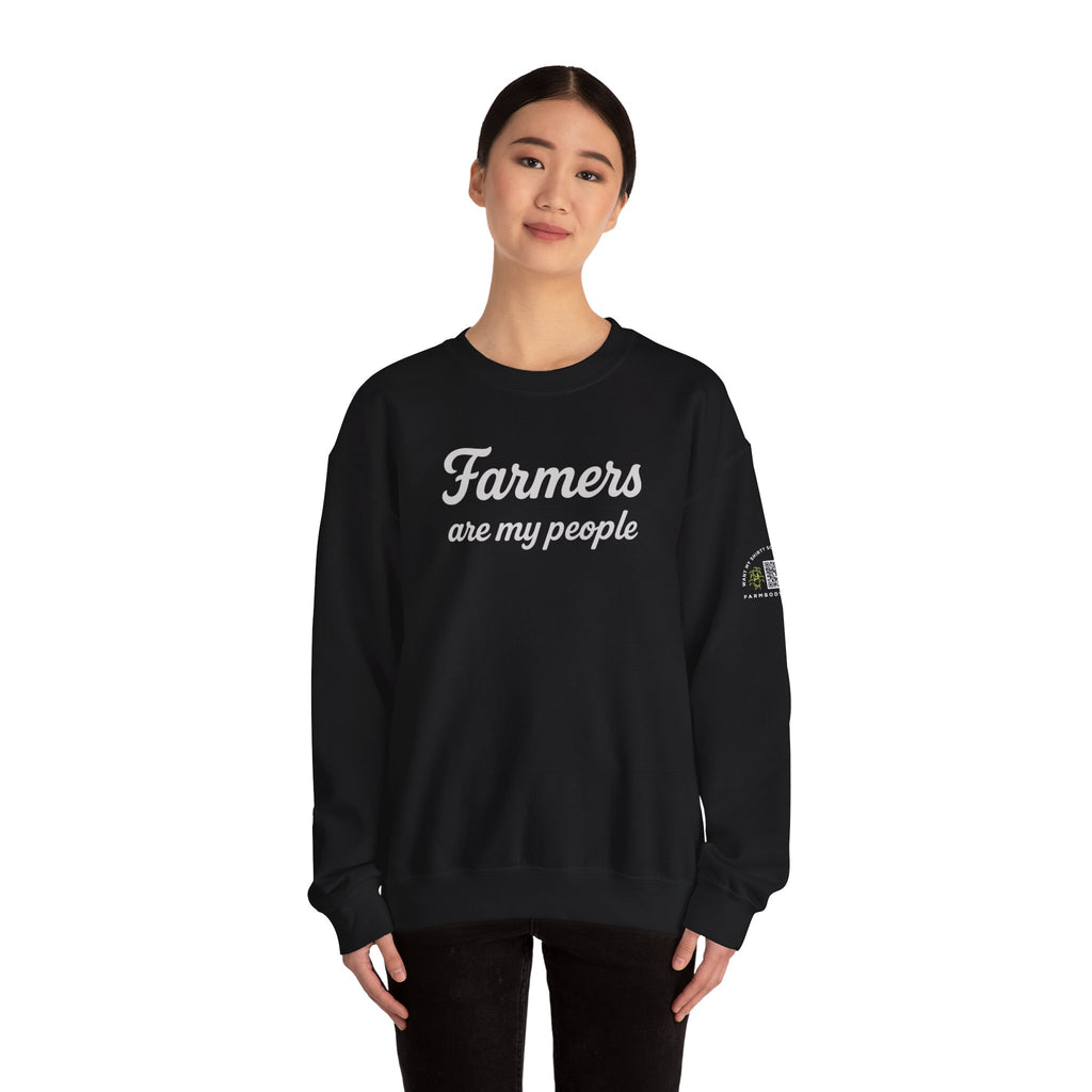 Farmers are my people farm wife sweatshirt with QR code on sleeve