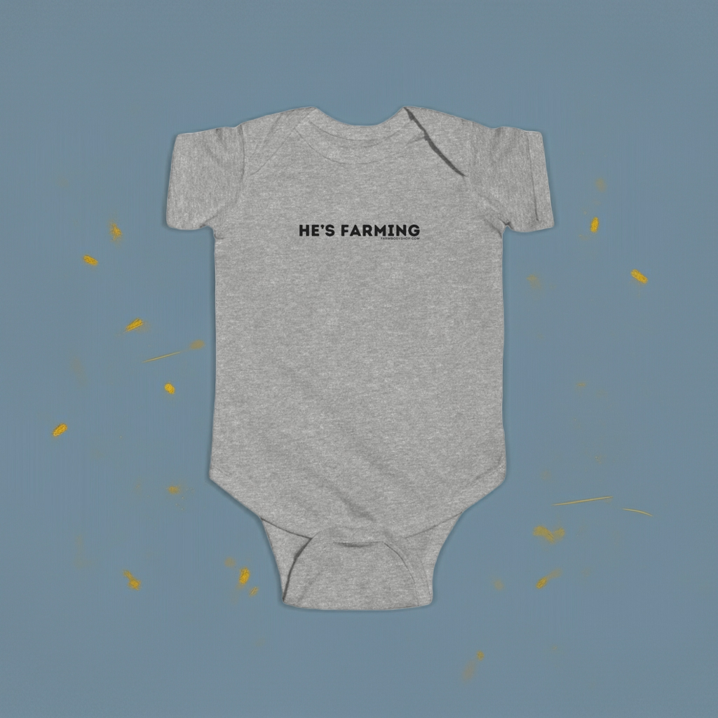 HE'S FARMING.  Cute Infant Fine farm Jersey Bodysuit