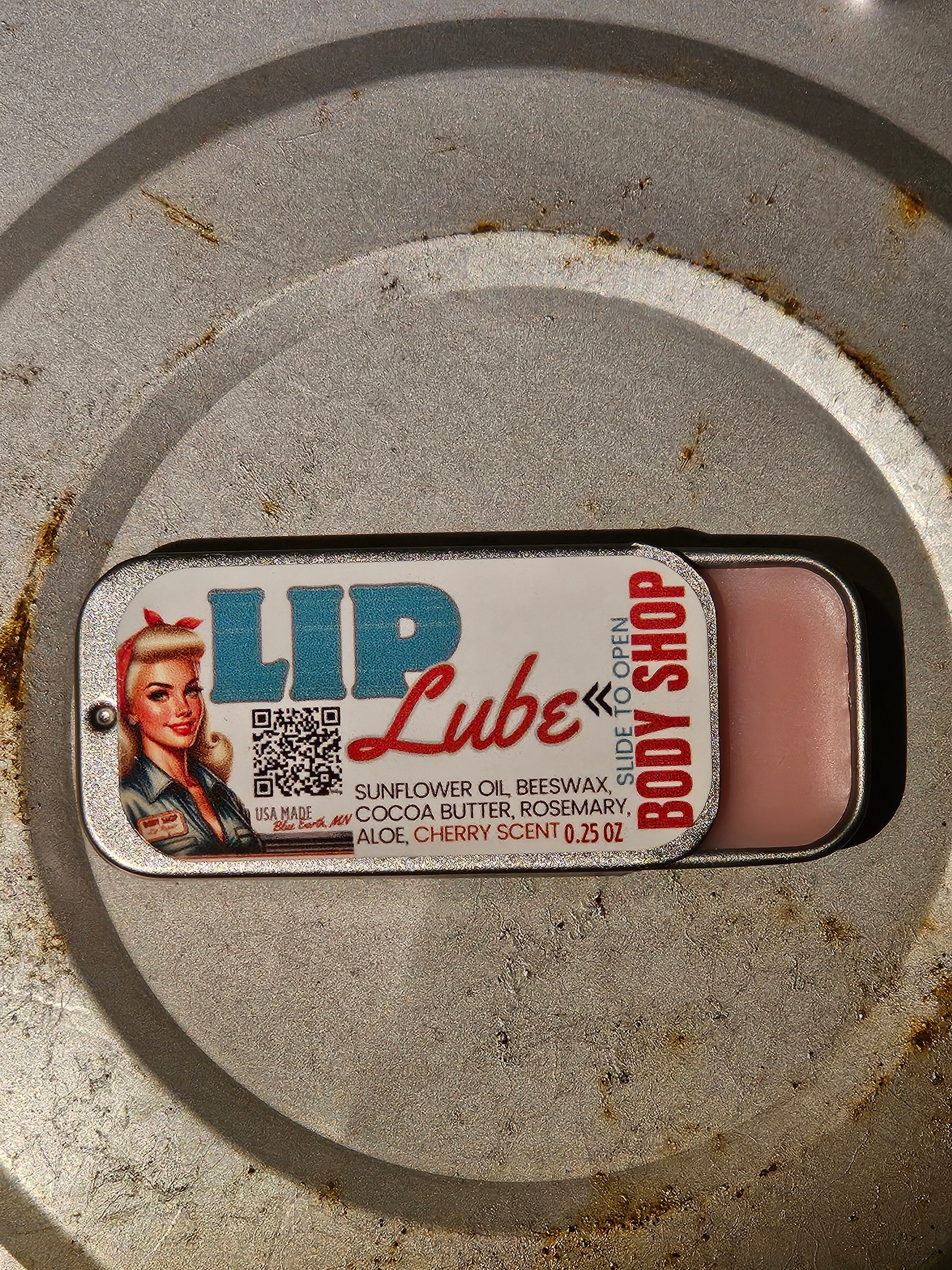 LIP LUBE a Vintage slide tin chapstick lip balm naturally made