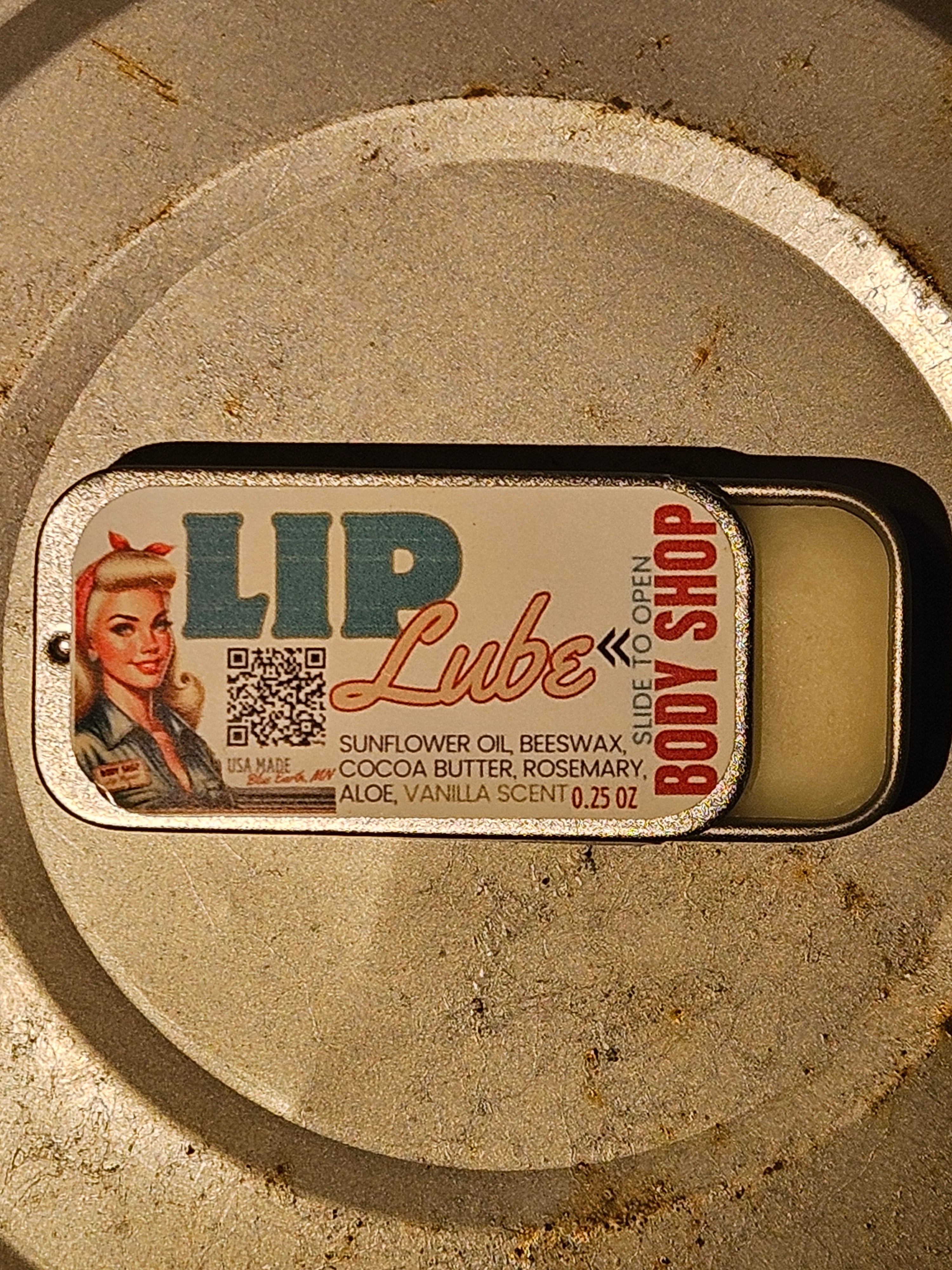 LIP LUBE a Vintage slide tin chapstick lip balm naturally made